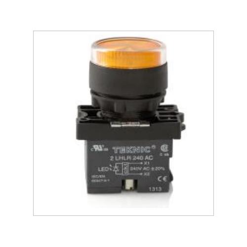 Teknic Yellow LED/ Yellow Lens Illuminated Flush Momentary Integral Actuator With LED Bulb, P2ALRF8L